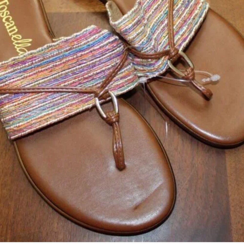 Toscanella Woven Gold Metallic Thong Sandals Size 10. NWT